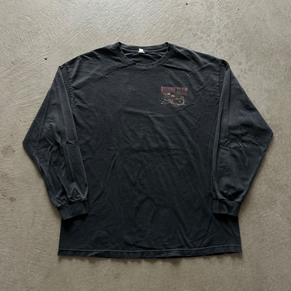 Vintage Y2K Jimmy Buffets Margaritaville Long Sleeve Shirt Size XL Black Biker